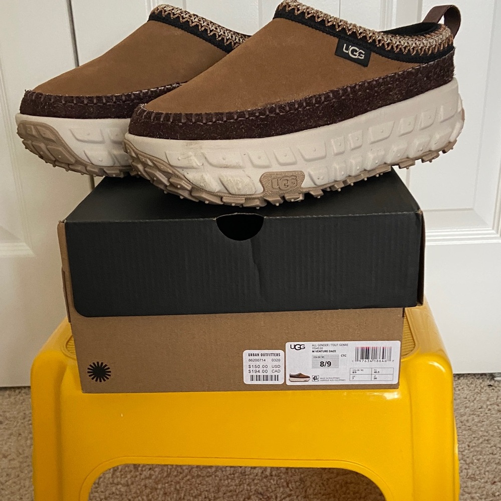 UGG Tan and Cream Slip-On Shoes